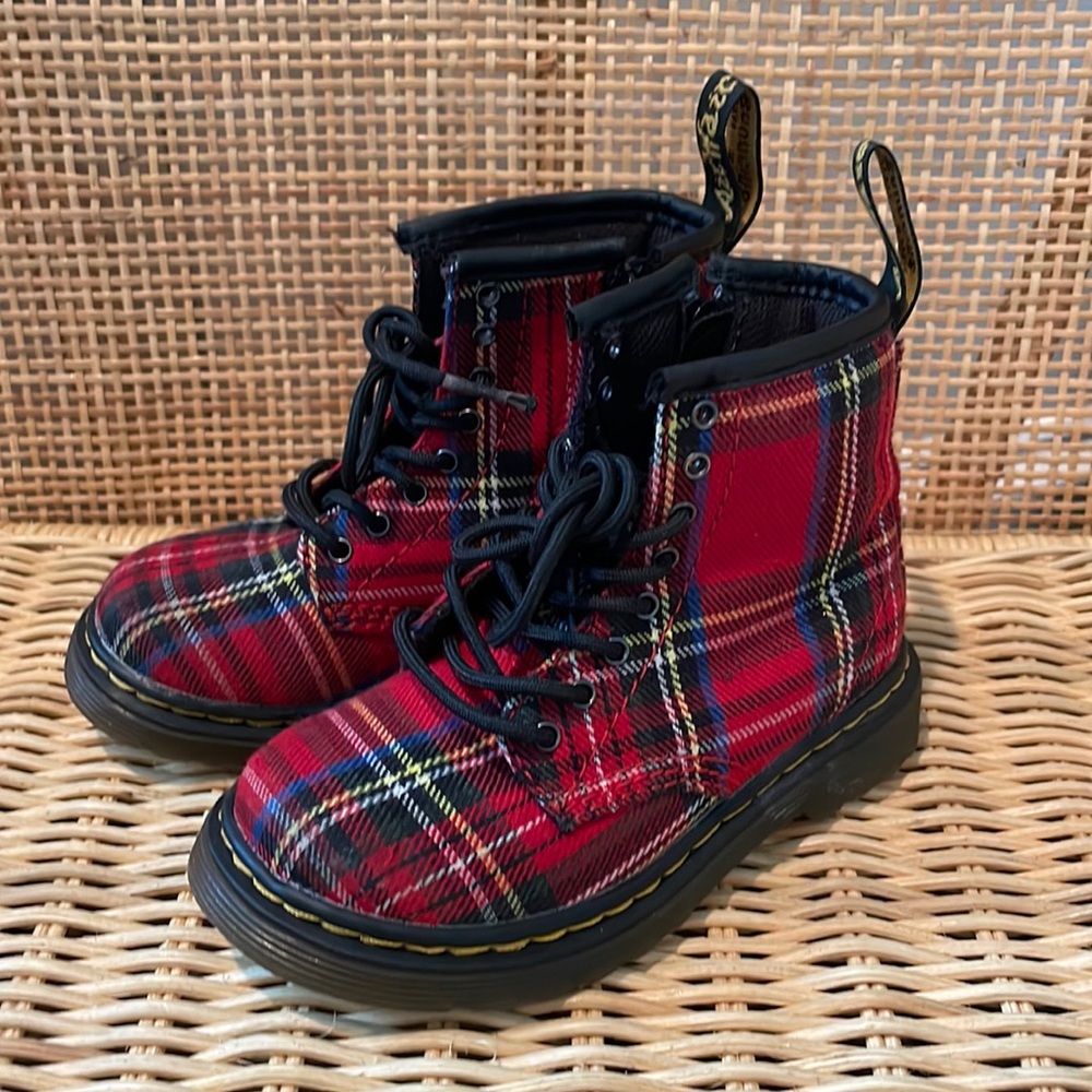 DR. MARTENS 1460 STEWART TARTAN PLAID BOOTS Toddler